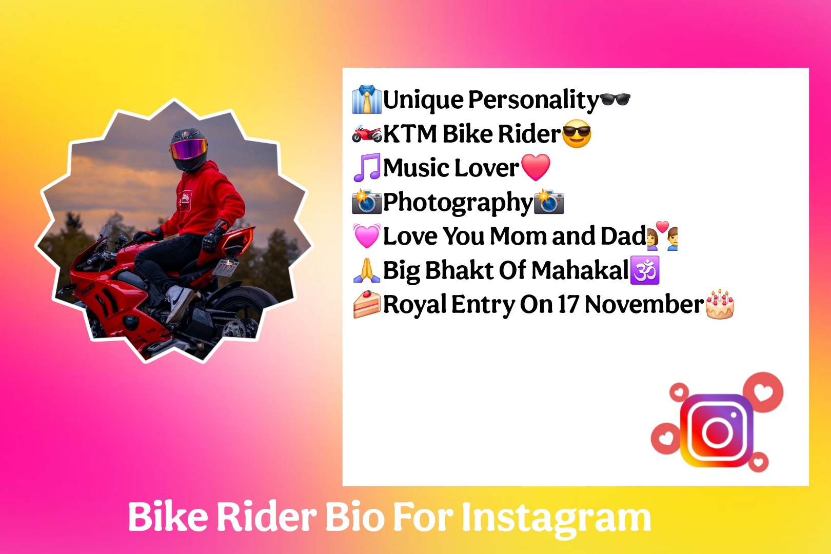 Bike Rider Bio For Instagram